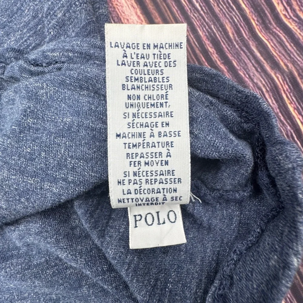 Polo Ralph Lauren T-Shirt L Blue Slub Cotton Preppy Classic Fit Short Sleeve Tee